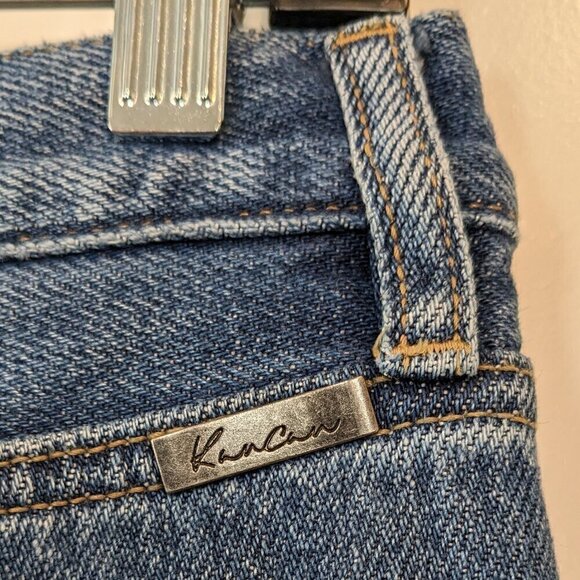 Kancan Medora 90's Straight leg Jeans Women 7/27 Hi-Rise Denim Raw Slit Leg Hem - Picture 12 of 16